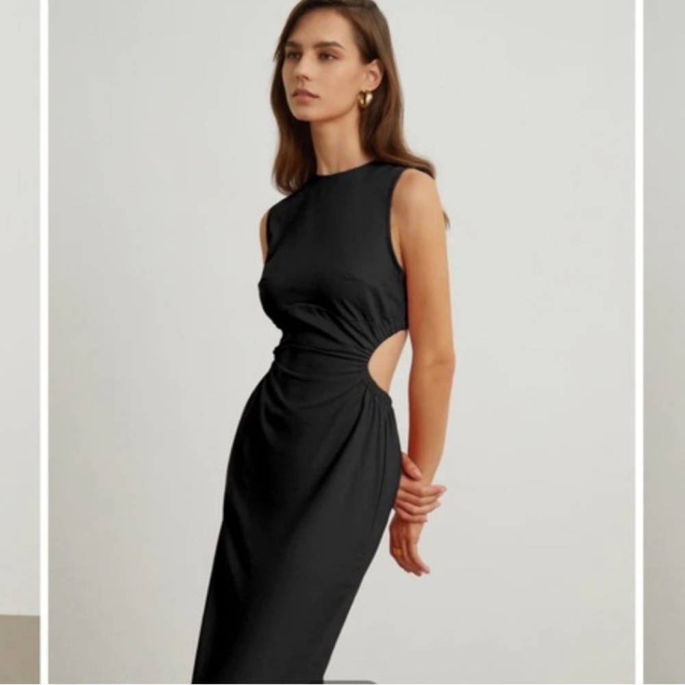 Commense Linen Backless Cut Out Dress XS